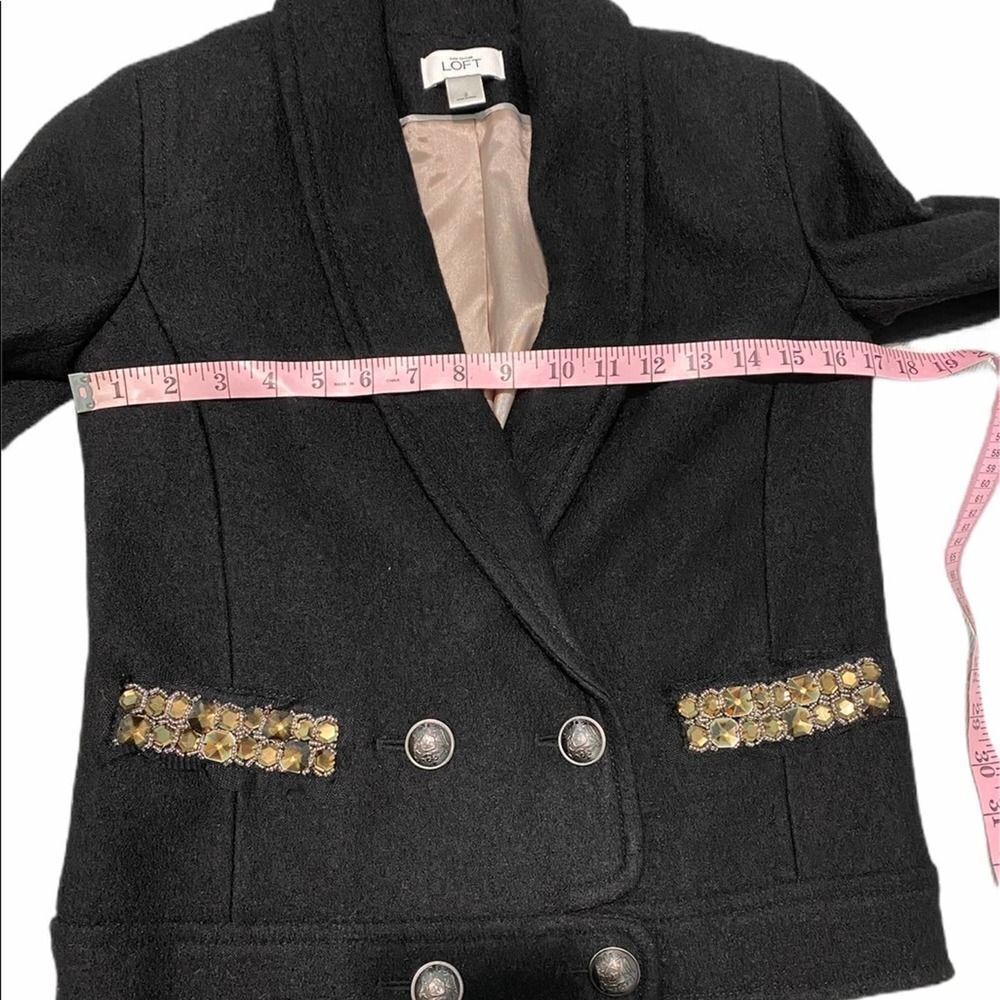 Loft Wool Blazer Double Breasted Gemstones Black 2 - Picture 4 of 15